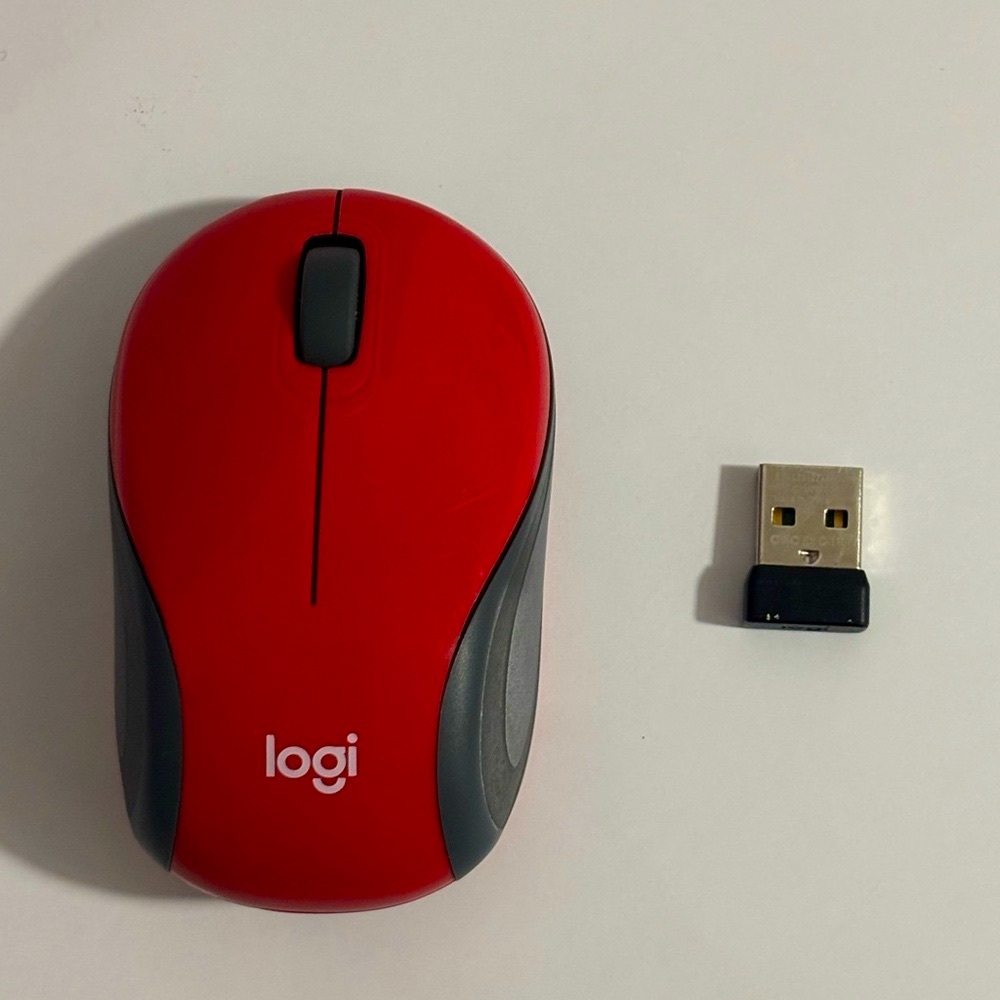 Logitech Red Wireless Mouse with USB Receiver